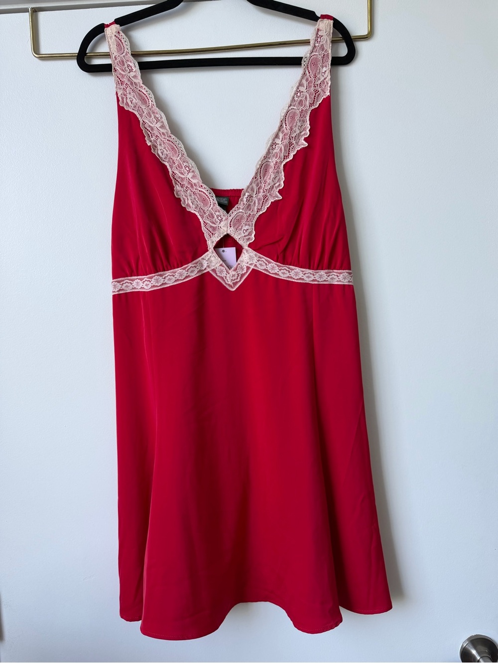 Wild Fable Red Chemise with Pink Lace Trim
